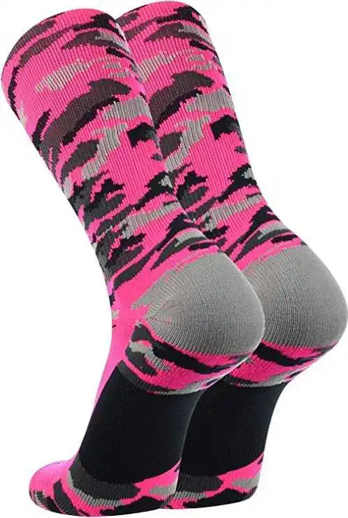 Tck Woodland Camo Crew Socks - Hot Pink