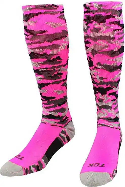 Tck Woodland Camo Knee High Socks Hot Pink