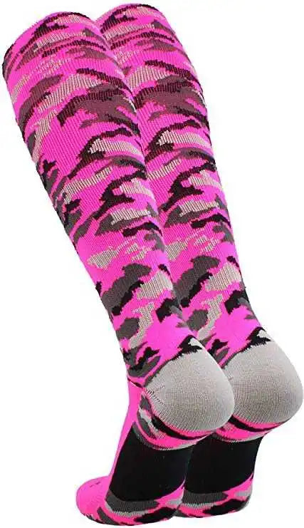 Tck Woodland Camo Knee High Socks Hot Pink