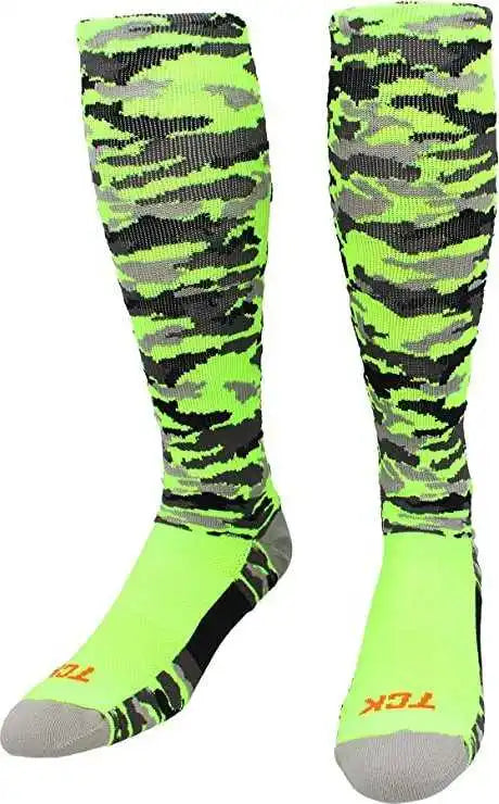 Tck Woodland Camo Knee High Socks - Neon Green