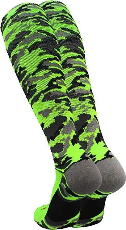 Tck Woodland Camo Knee High Socks - Neon Green