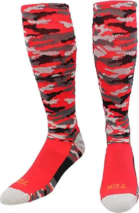 Tck Woodland Camo Knee High Socks - Red
