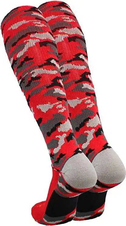 Tck Woodland Camo Knee High Socks - Red