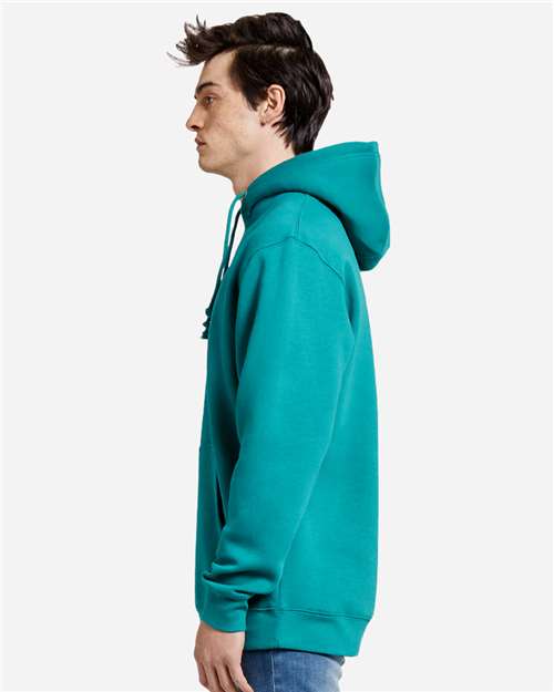 Rear View of Teal Heavyweight Pullover Hooded Sweatshirt - LS19001
