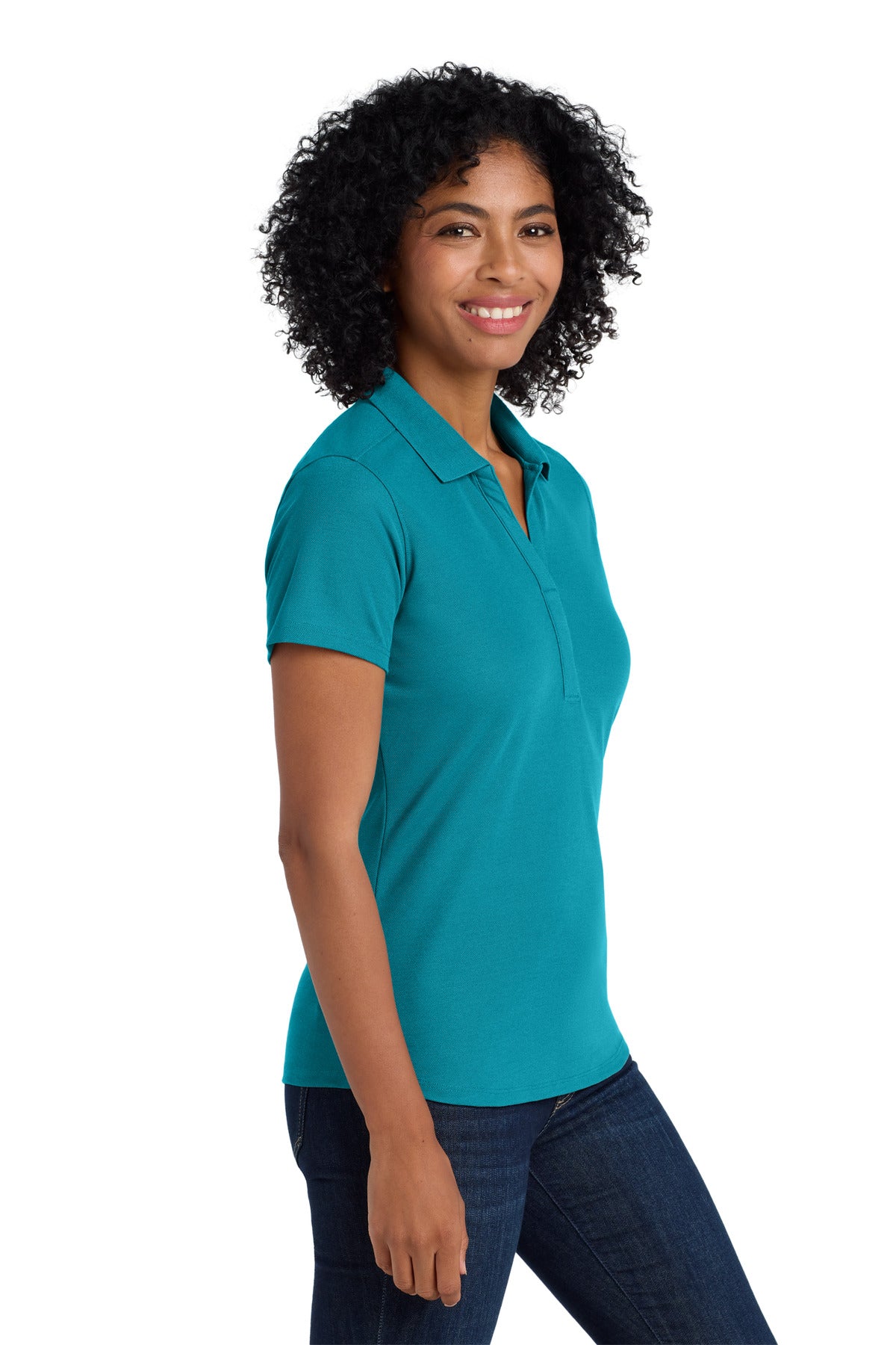 Teal Port Authority Women's EZPerformance Pique Polo. LK600