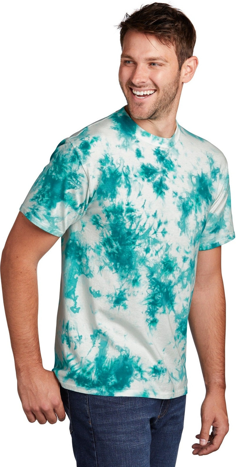 Teal Port & Co Crystal Tie-Dye Tee PC145