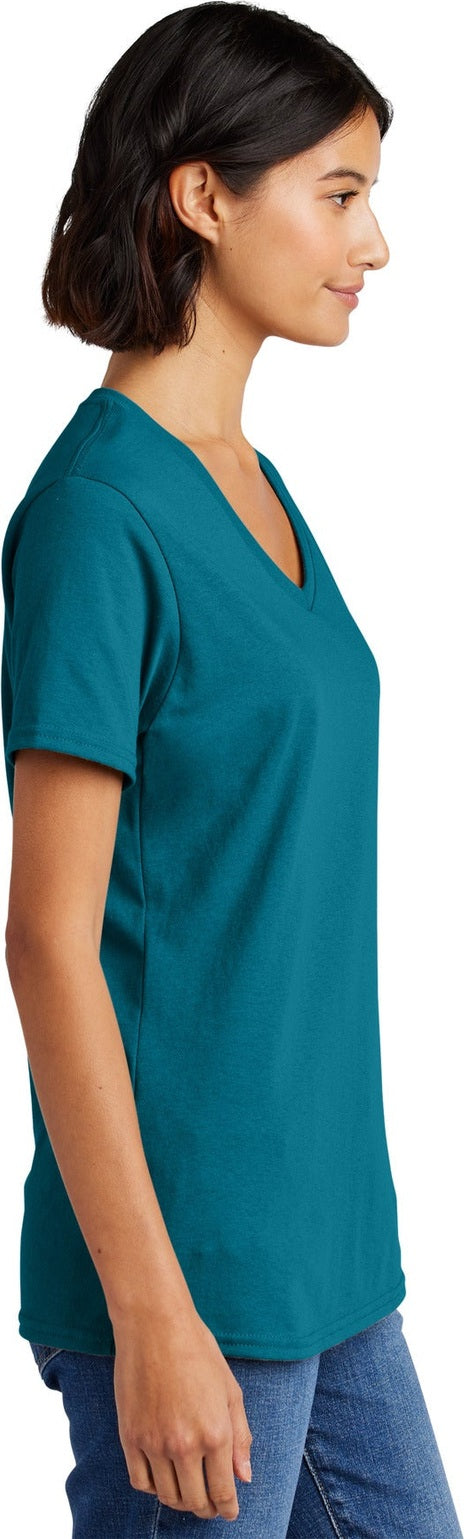 Teal Port & Co Women's Core Cotton V-Neck Tee. LPC54V