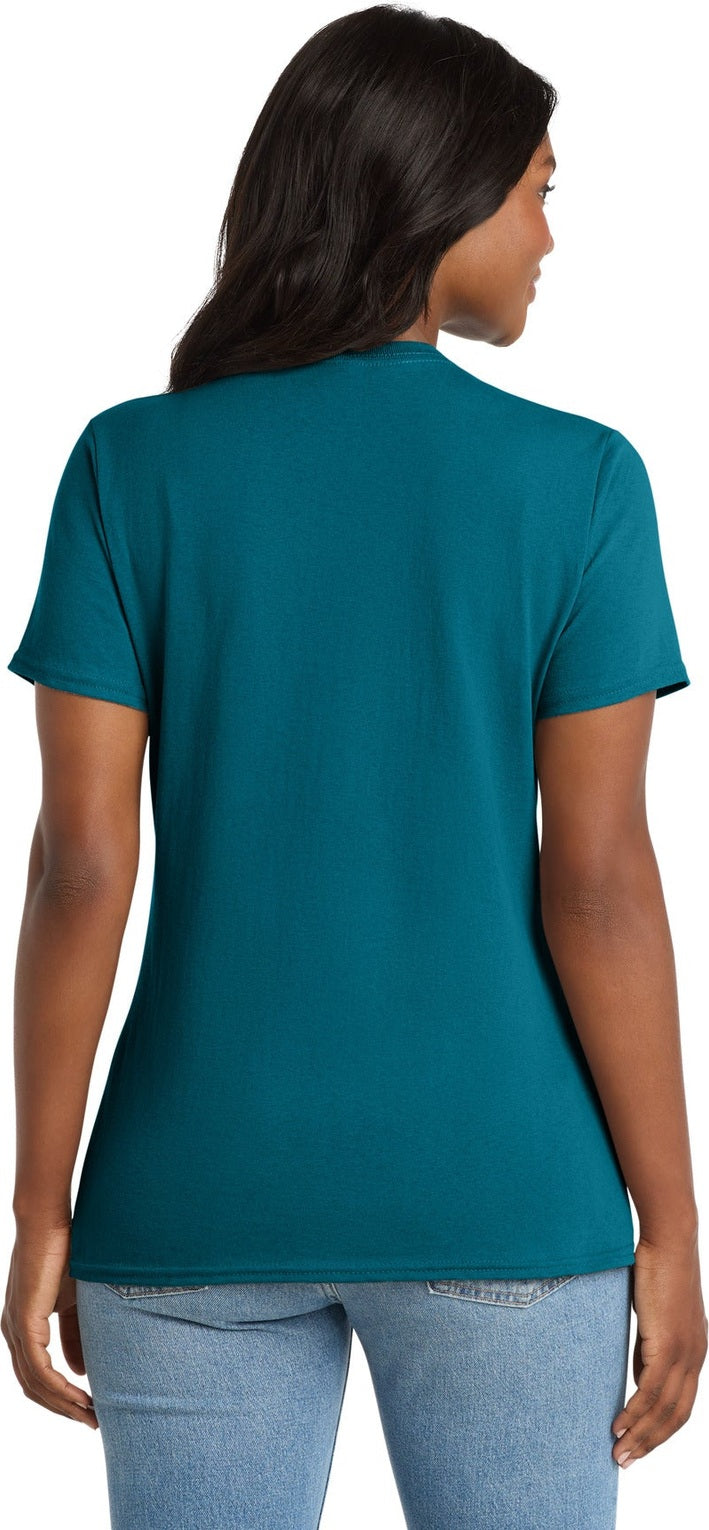 Teal Port & Co Women's Core Cotton V-Neck Tee. LPC54V