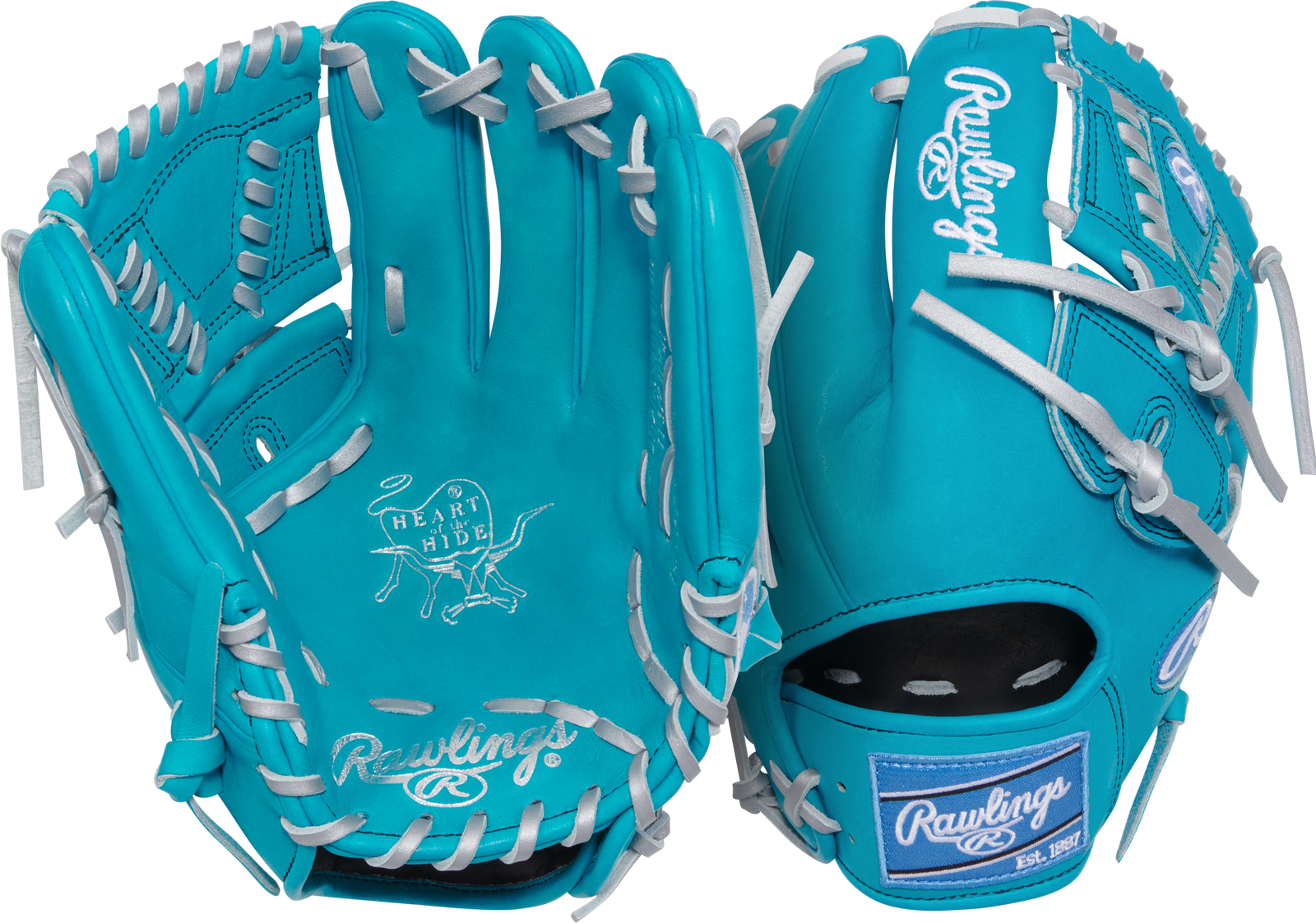 Teal Rawlings Heart of the Hide 11.75 in Baseball  Glove, Infield  grouped