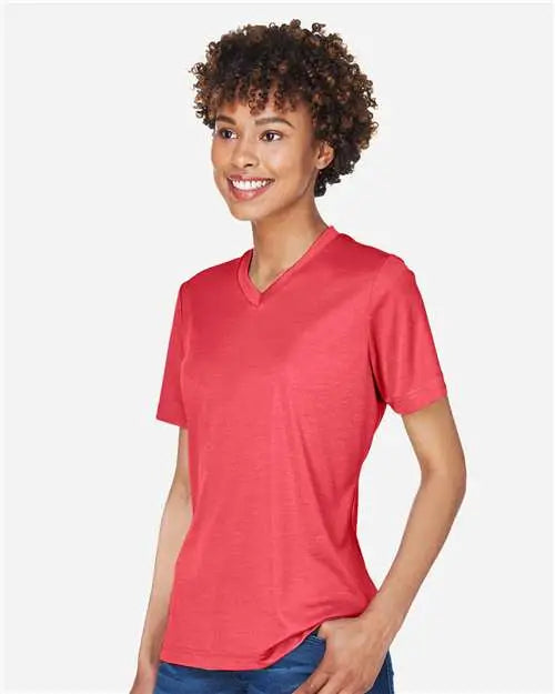 Team 365 Tt11hw Women’s Sonic Heather Performance T-shirt - Sport Red