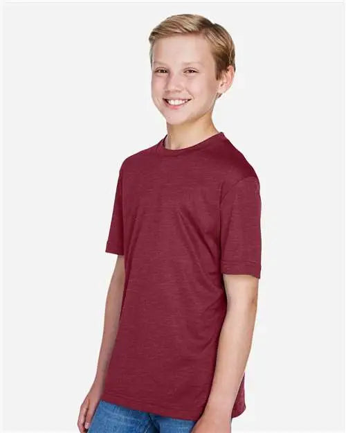 Team 365 Tt11hy Youth Sonic Heather Performance T-shirt - Sport Maroon