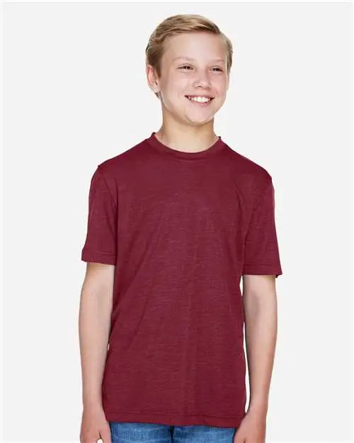 Team 365 Tt11hy Youth Sonic Heather Performance T-shirt - Sport Maroon