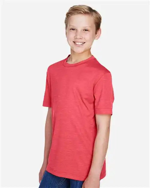 Team 365 Tt11hy Youth Sonic Heather Performance T-shirt - Sport Red