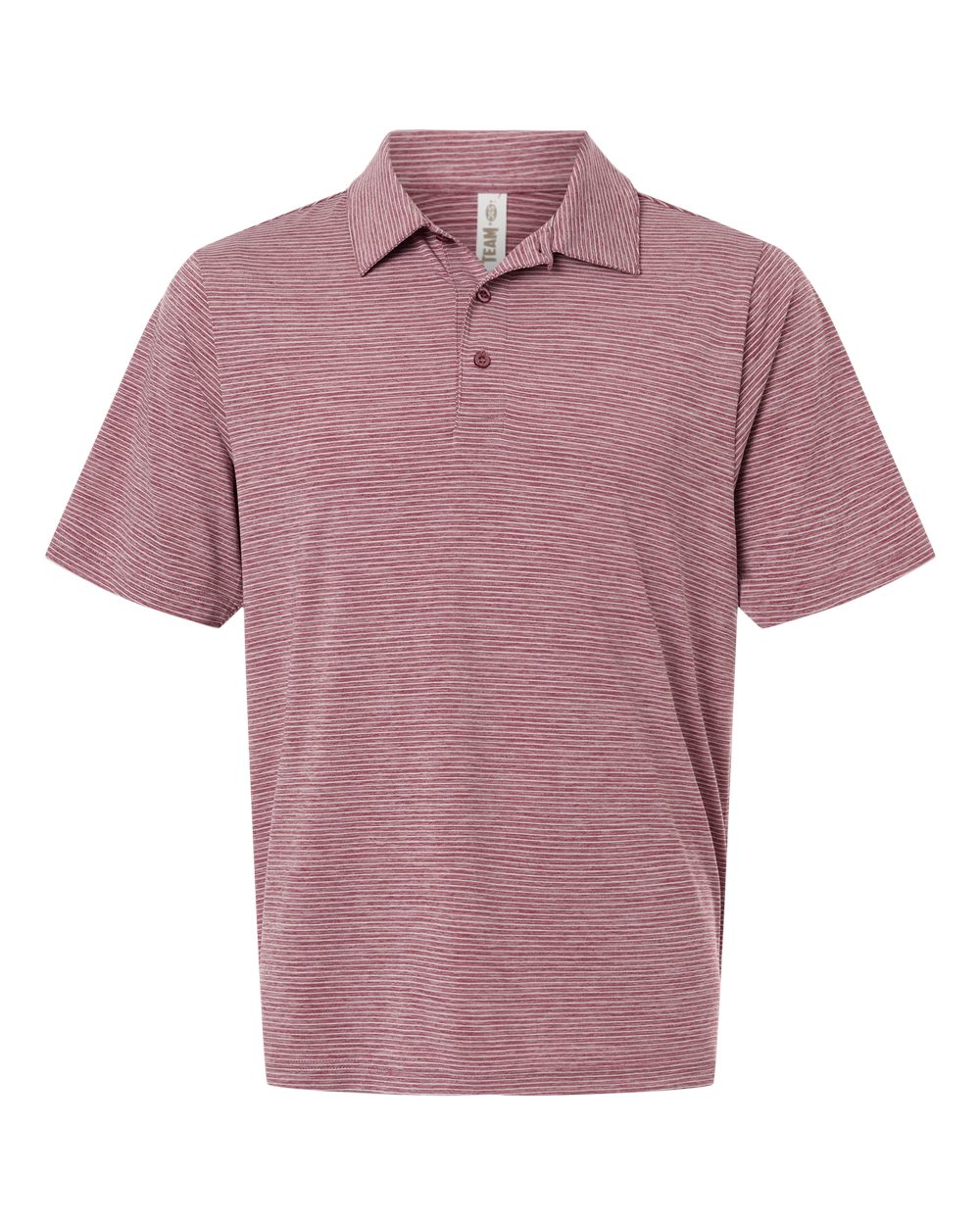 Team 365 Tt125 Men’s Relay Heathered Stripe Polo - Sport Maroon Heather White