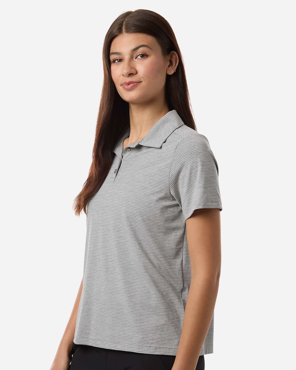 Team 365 Tt125w Women’s Relay Heathered Stripe Polo - Athletic Heather White