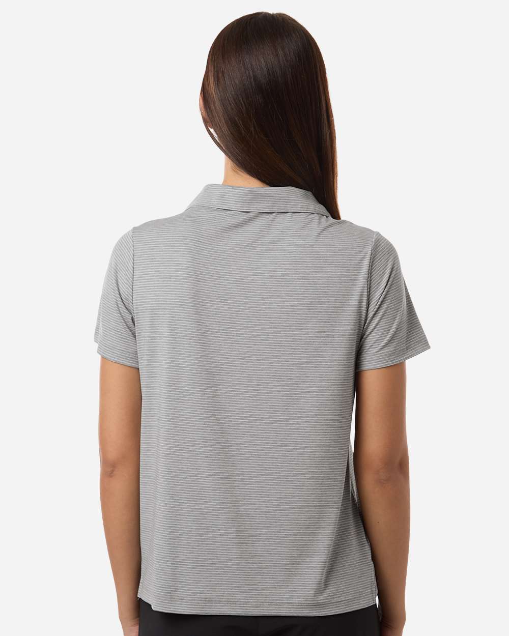 Team 365 Tt125w Women’s Relay Heathered Stripe Polo - Athletic Heather White