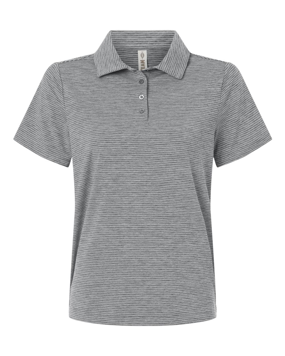 Team 365 Tt125w Women’s Relay Heathered Stripe Polo - Black Heather White