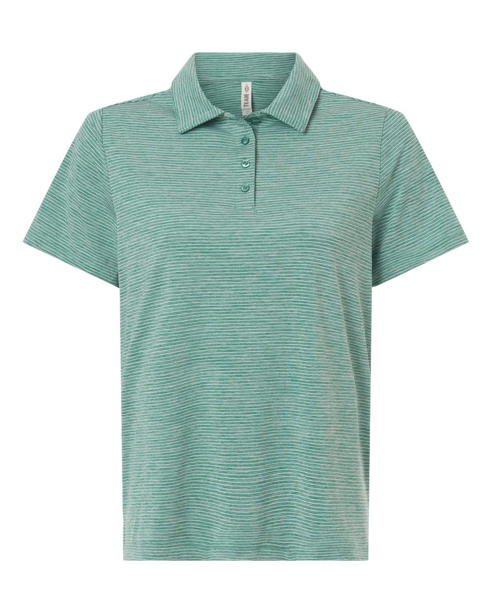 Team 365 Tt125w Women’s Relay Heathered Stripe Polo - Sport Forest Heather White