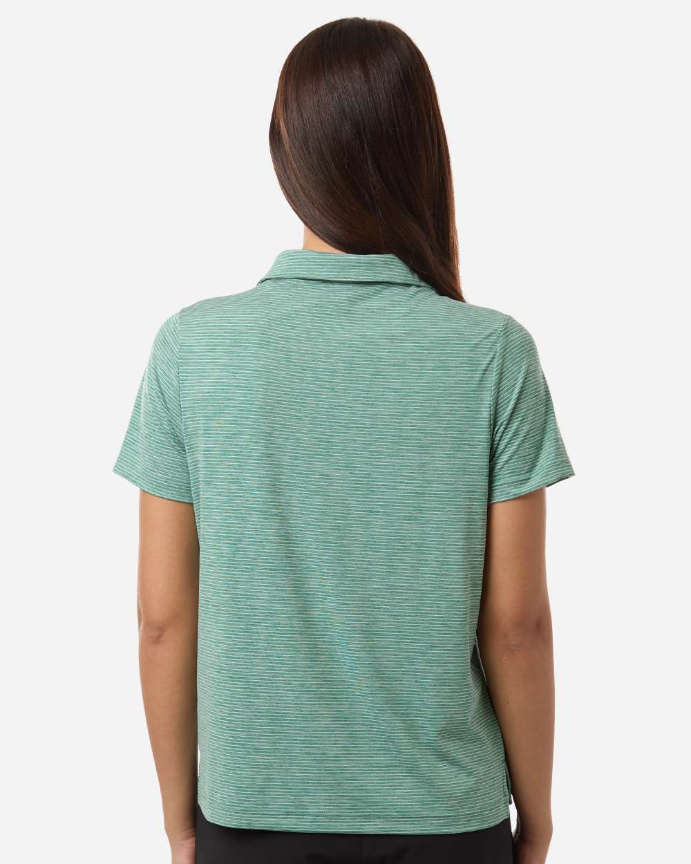 Team 365 Tt125w Women’s Relay Heathered Stripe Polo - Sport Forest Heather White