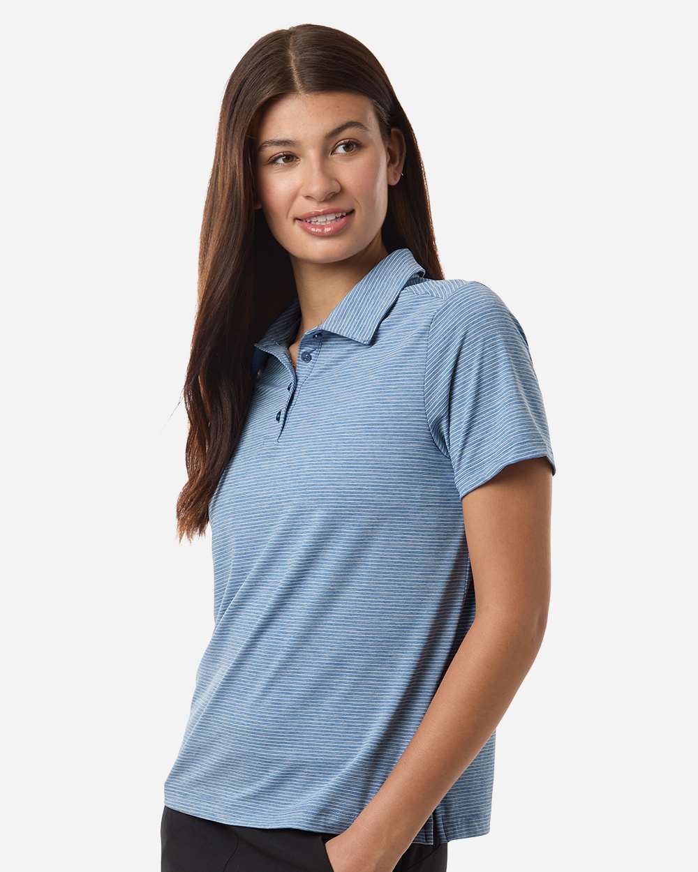 Team 365 Tt125w Women’s Relay Heathered Stripe Polo - Sport Royal Heather White