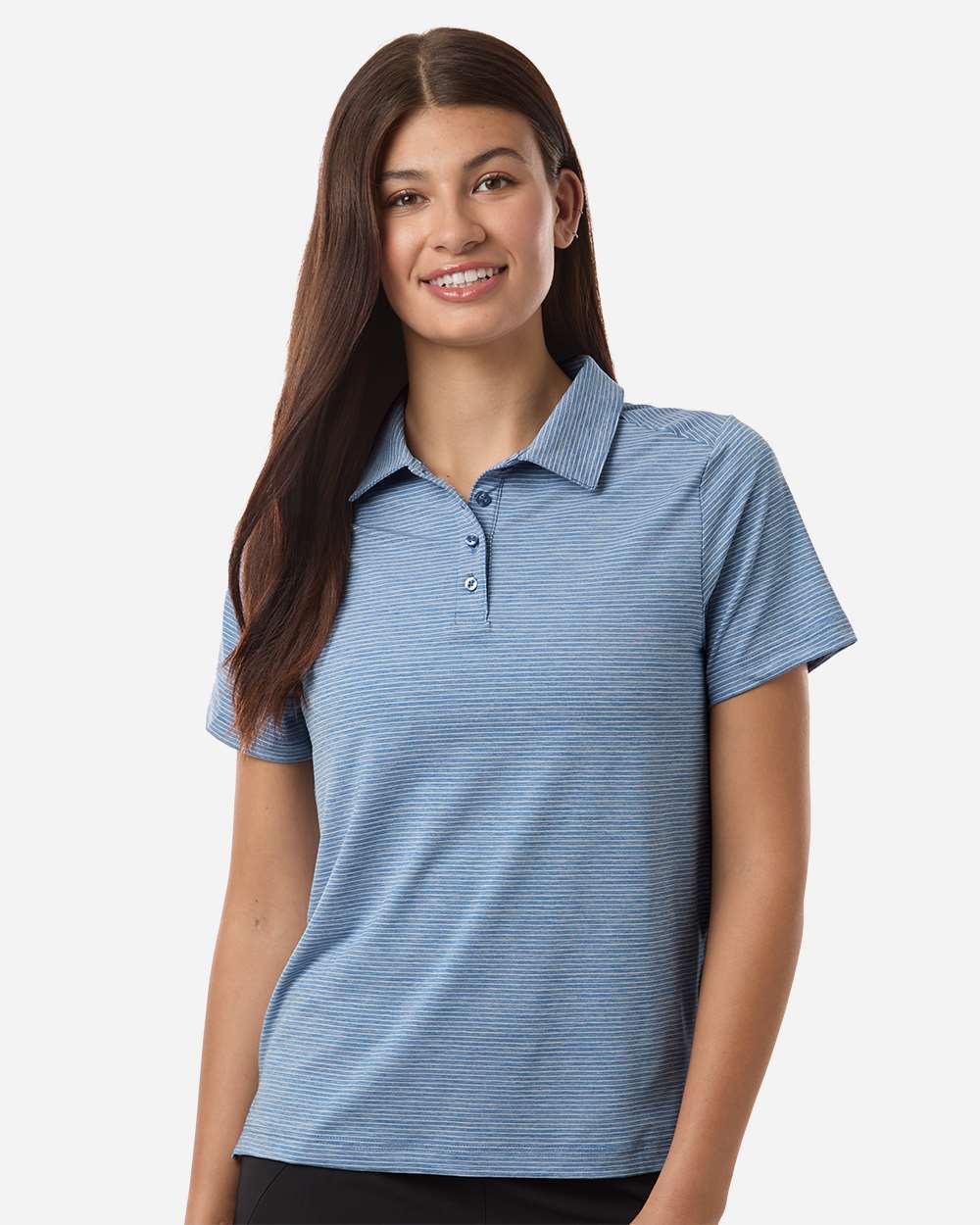 Team 365 Tt125w Women’s Relay Heathered Stripe Polo - Sport Royal Heather White