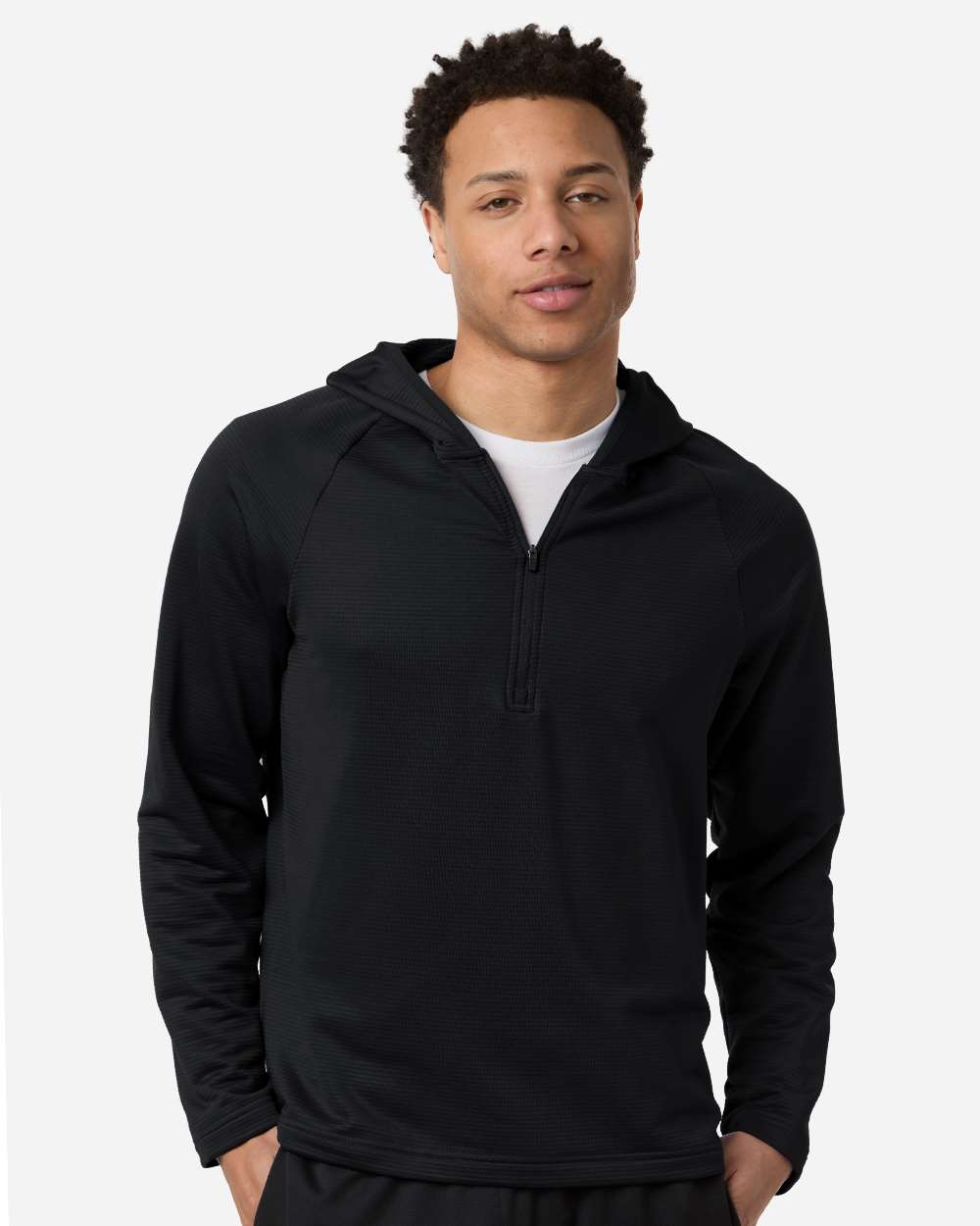 Team 365 Tt200 Men’s Qualify Quarter-zip Hooded Pullover - Black