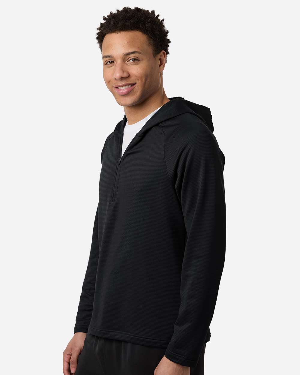 Team 365 Tt200 Men’s Qualify Quarter-zip Hooded Pullover - Black