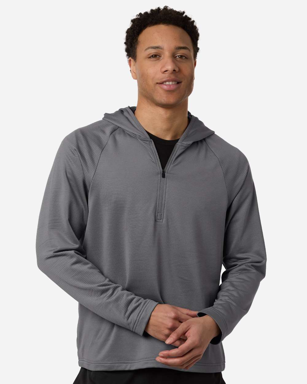 Team 365 Tt200 Men’s Qualify Quarter-zip Hooded Pullover - Sport Graphite