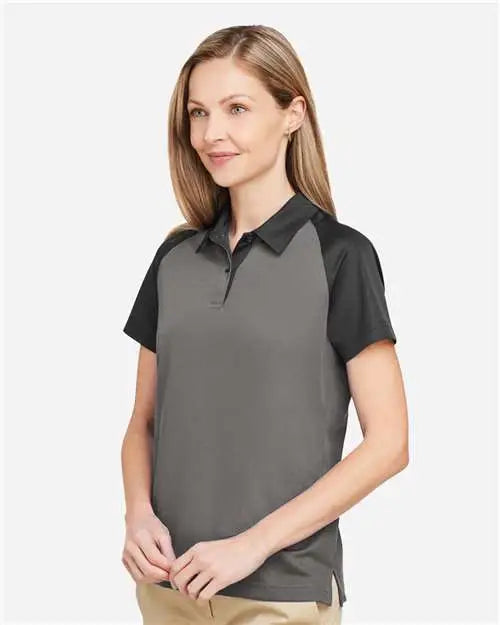 Team 365 Tt21cw Women’s Command Snag-protection Colorblock Polo - Sport Graphite Black