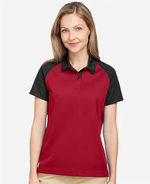 Team 365 Tt21cw Women’s Command Snag-protection Colorblock Polo - Sport Red Black