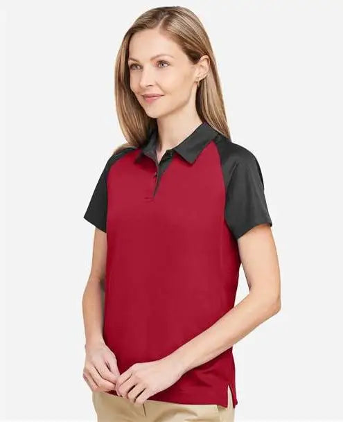 Team 365 Tt21cw Women’s Command Snag-protection Colorblock Polo - Sport Red Black