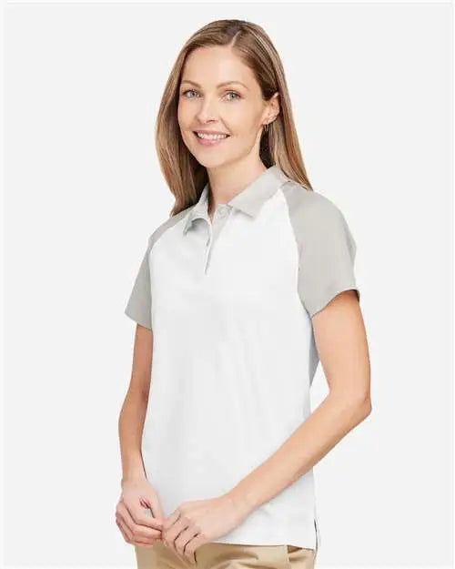 Team 365 Tt21cw Women’s Command Snag-protection Colorblock Polo - White Sport Silver