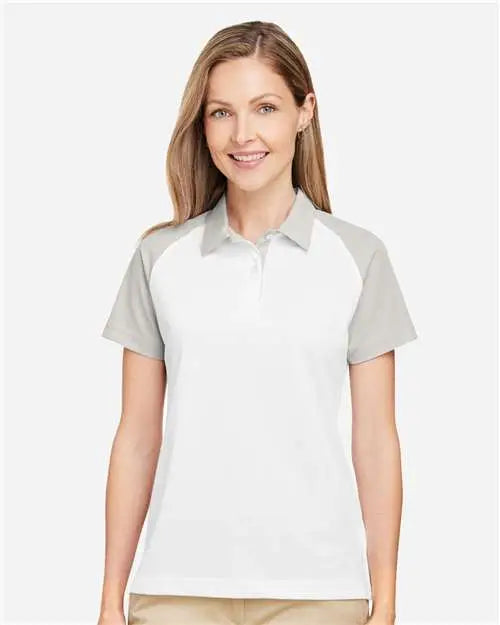 Team 365 Tt21cw Women’s Command Snag-protection Colorblock Polo - White Sport Silver