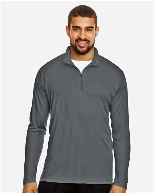 Team 365 Tt31 Men’s Zone Performance Quarter-zip Pullover - Sport Graphite - Dark Gray / Xs