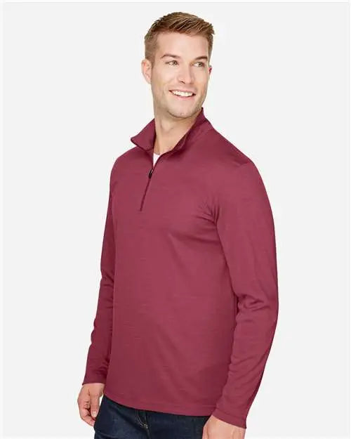 Team 365 Tt31h Men’s Zone Sonic Heather Performance Quarter-zip Pullover - Sport Maroon