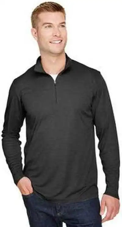 Team 365 Tt31h Men’s Zone Sonic Heather Performance Quarter Zip Black