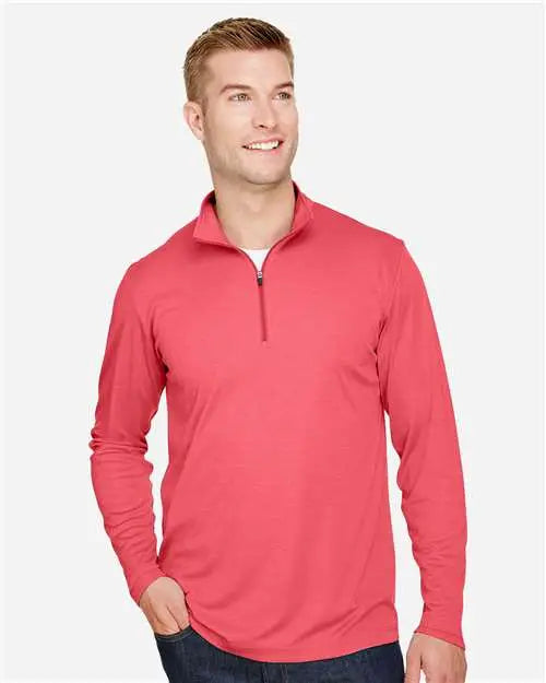 Team 365 Tt31h Men’s Zone Sonic Heather Performance Quarter-zip Pullover - Sport Red