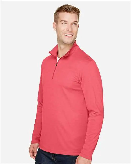 Team 365 Tt31h Men’s Zone Sonic Heather Performance Quarter-zip Pullover - Sport Red