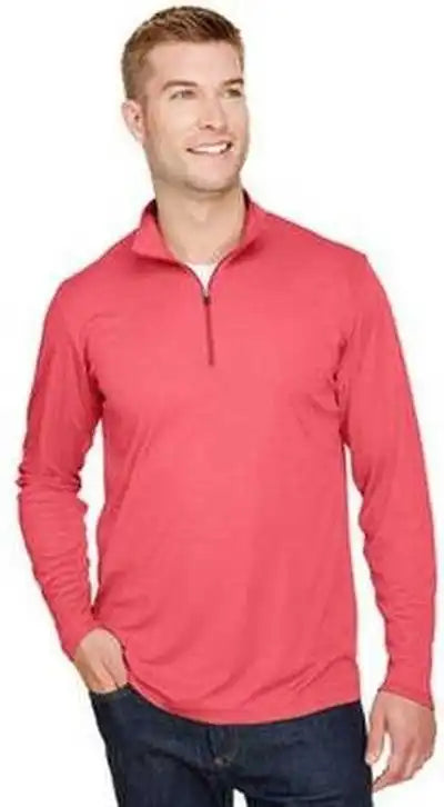 Team 365 Tt31h Men’s Zone Sonic Heather Performance Quarter Zip Sportred