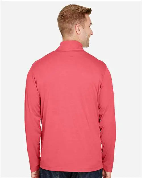 Team 365 Tt31h Men’s Zone Sonic Heather Performance Quarter-zip Pullover - Sport Red