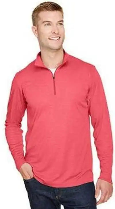Team 365 Tt31h Men’s Zone Sonic Heather Performance Quarter Zip Sportred