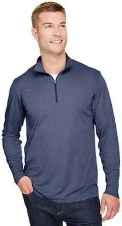 Team 365 Tt31h Men’s Zone Sonic Heather Performance Quarter Zip Sportdark Navy