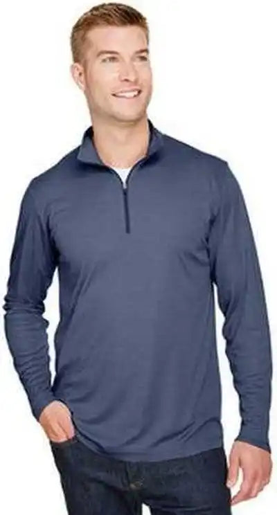 Team 365 Tt31h Men’s Zone Sonic Heather Performance Quarter Zip Sportdark Navy