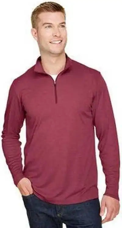 Team 365 Tt31h Men’s Zone Sonic Heather Performance Quarter Zip Sportmaroon