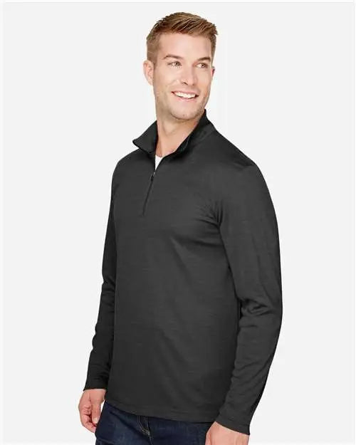Team 365 Tt31h Men’s Zone Sonic Heather Performance Quarter-zip Pullover - Black