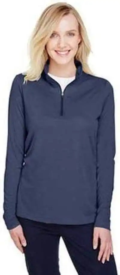 Team 365 Tt31hw Ladies’ Zone Sonic Heather Performance Quarter Zip Sportdark Navy