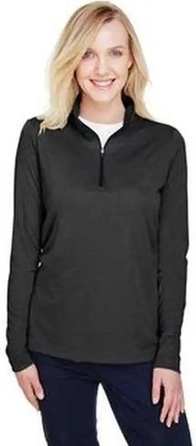 Team 365 Tt31hw Ladies’ Zone Sonic Heather Performance Quarter Zip Black