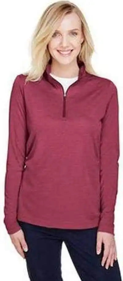 Team 365 Tt31hw Ladies’ Zone Sonic Heather Performance Quarter Zip Sportmaroon