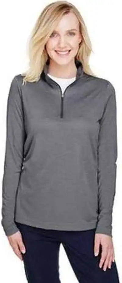 Team 365 Tt31hw Ladies’ Zone Sonic Heather Performance Quarter Zip Dark Gray