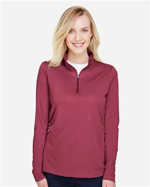 Team 365 Tt31hw Women’s Zone Sonic Heather Performance Quarter-zip Pullover - Sport Maroon